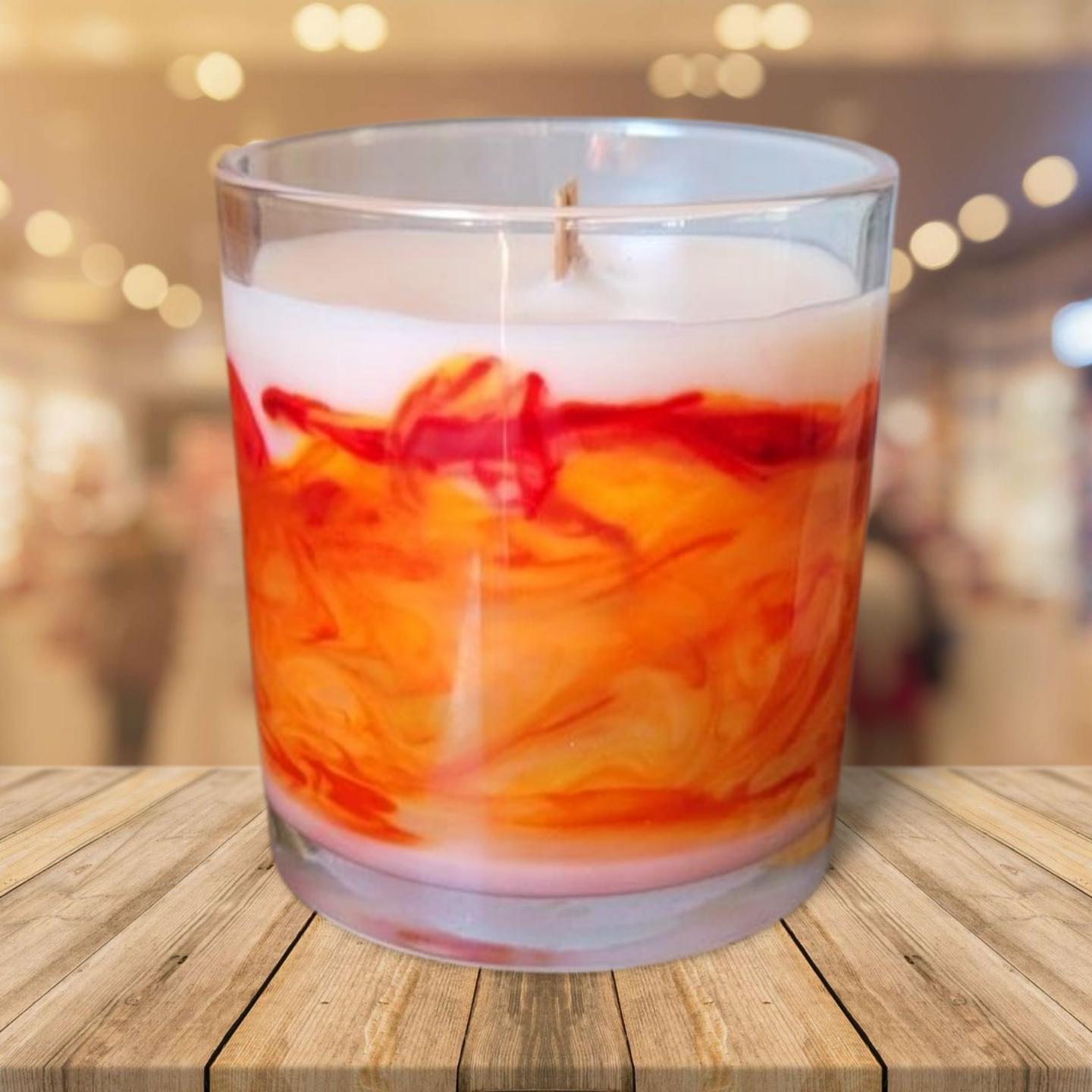 Strawberry Peach Champagne Marbled Jar Candle