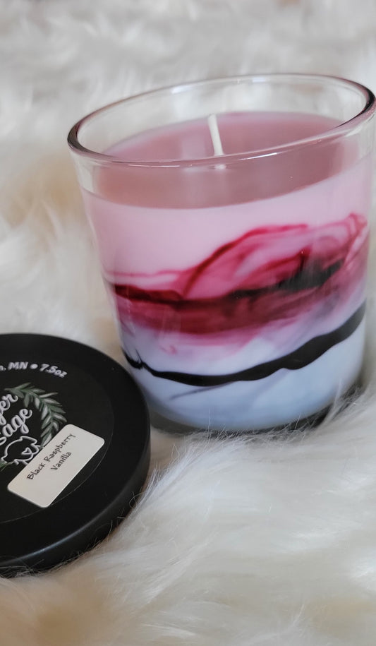 Black Raspberry Vanilla Marbled Jar Candle